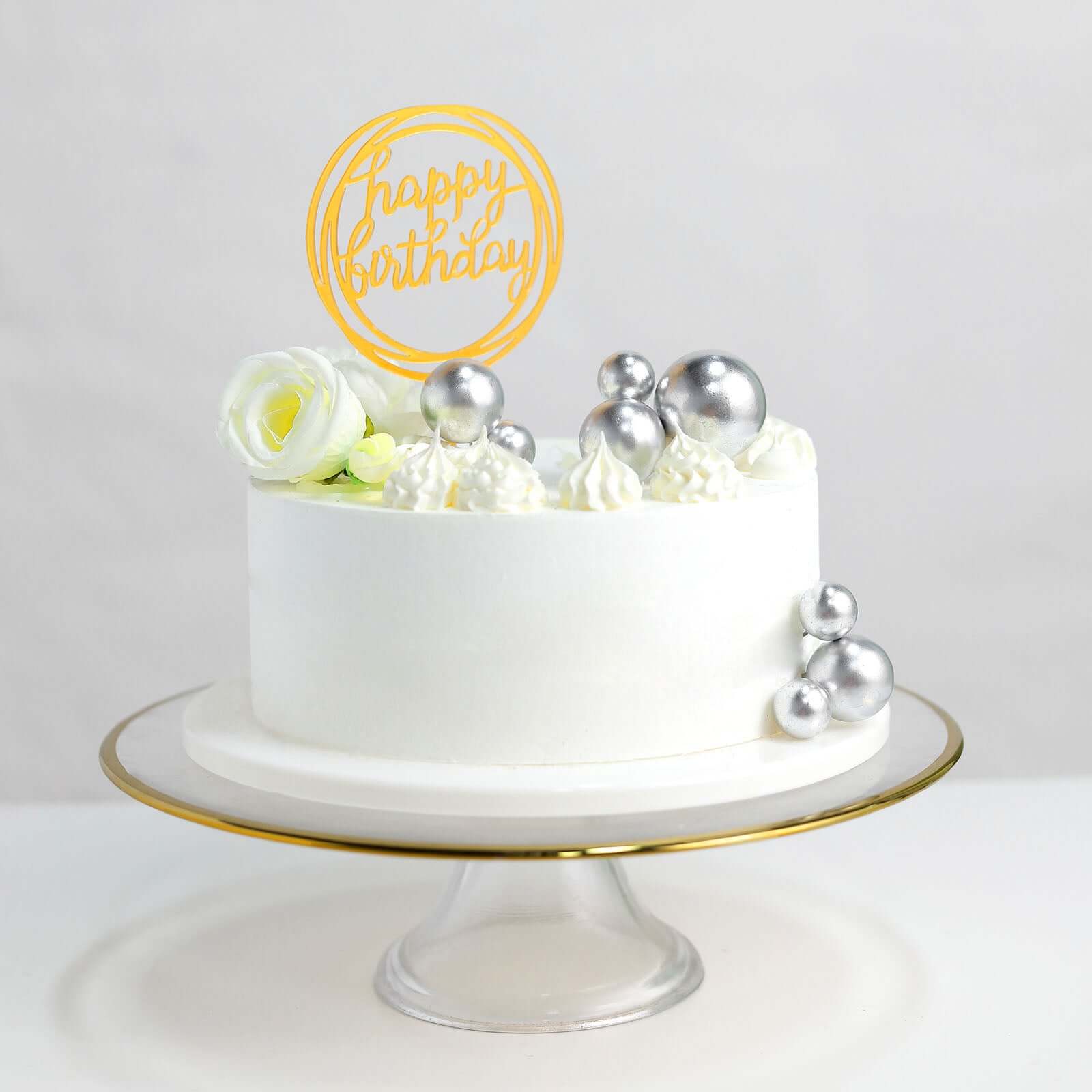 12 Pcs Cake Topper Picks Silver Faux Pearl Ball Design - Foam Balloon DIY Cupcake Decor Supplies Assorted Sizes - Image 8
