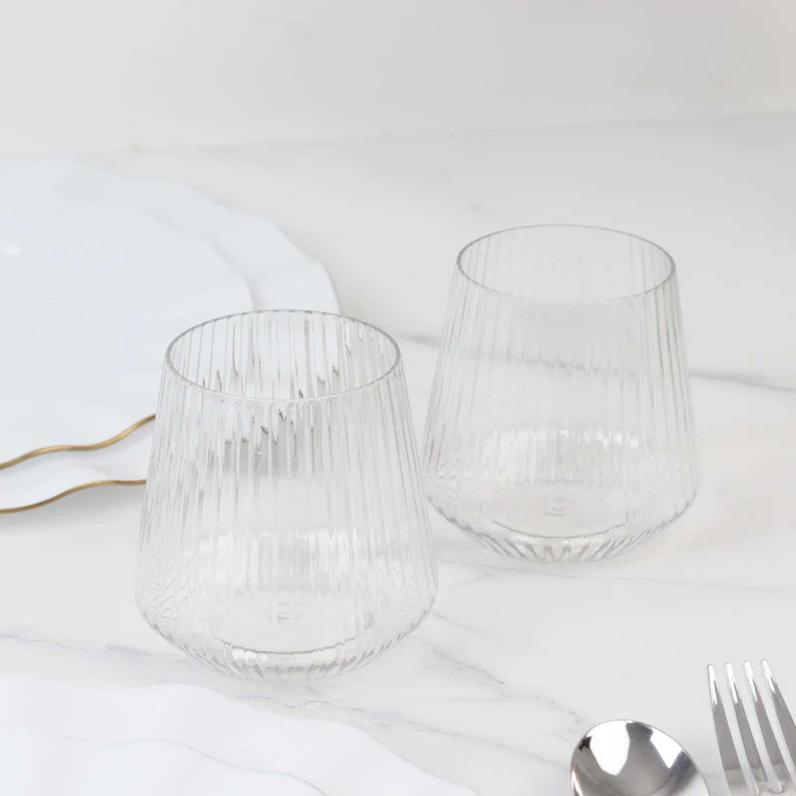 12-Pack Plastic Stemless Wine Glasses – 12oz Clear Ribbed Design, Reusable Shatterproof Cocktail Tumblers - Image 6