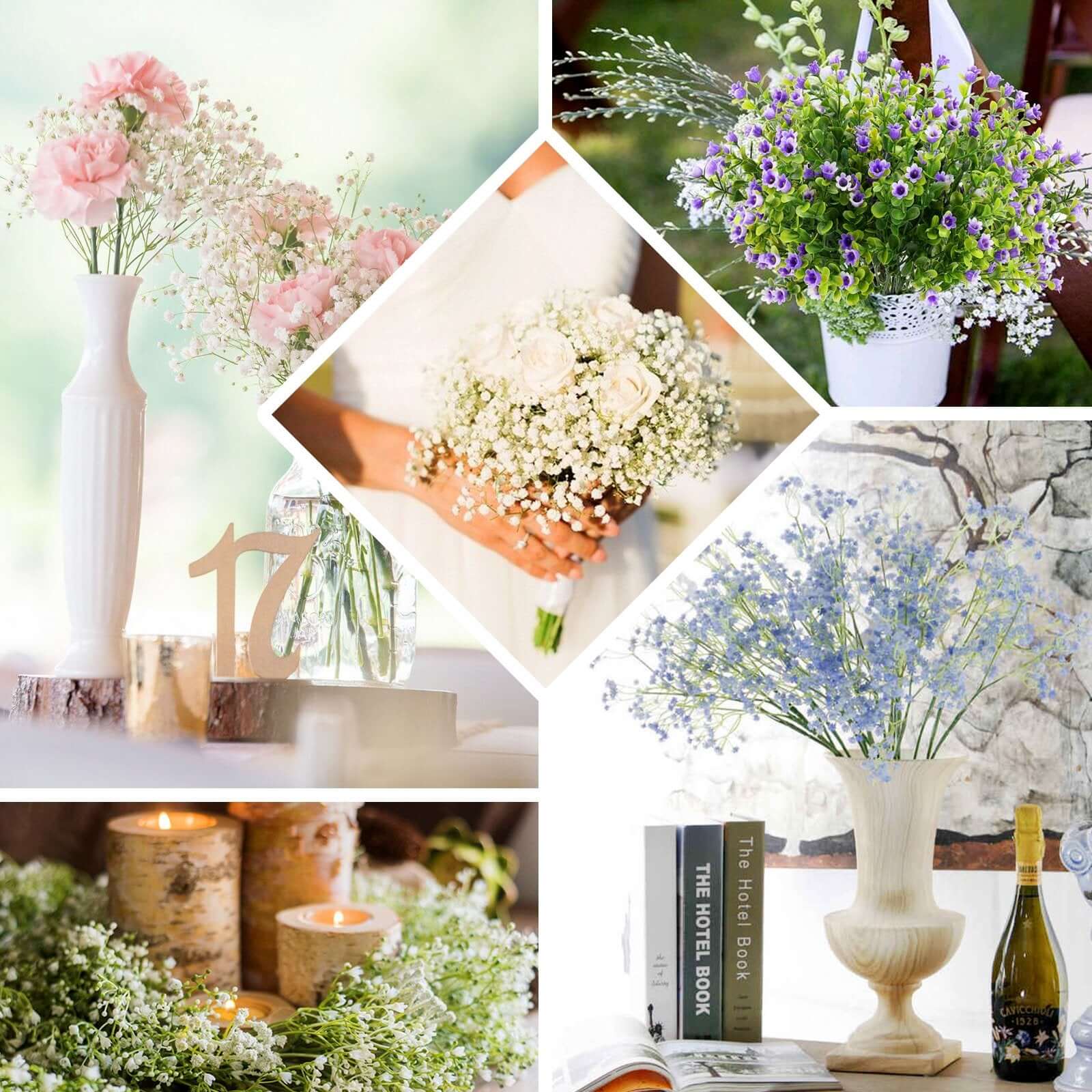 12 Stems White Artificial Silk Babys Breath Gypsophila Flowers 22" - Image 5