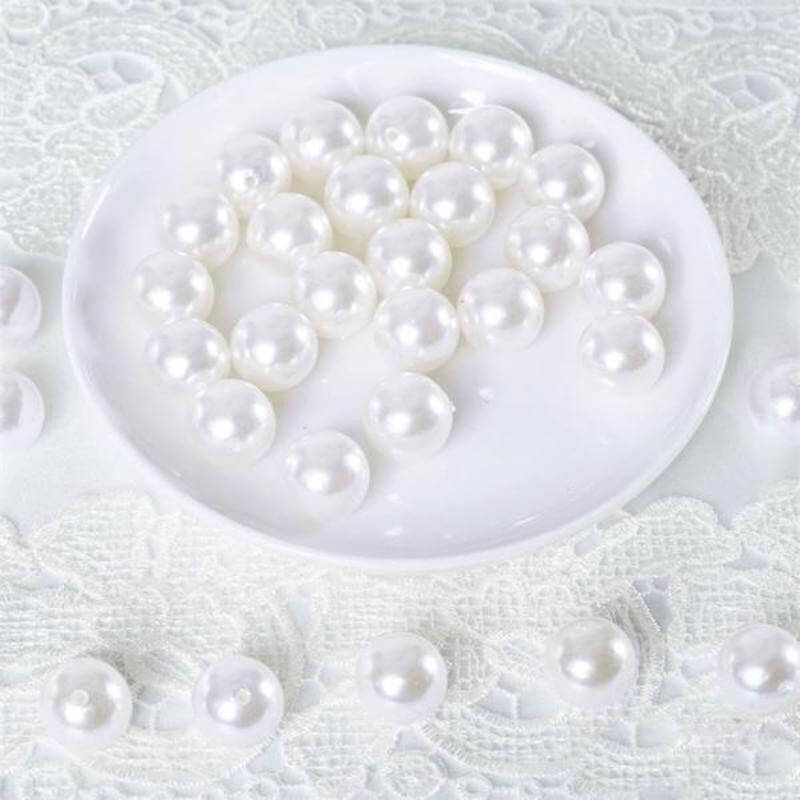 120-Pack Faux Pearl Craft Beads 20mm White with Holes - Glossy Beads for Vase Filler DIY Jewelry Craft Projects & Party Decor