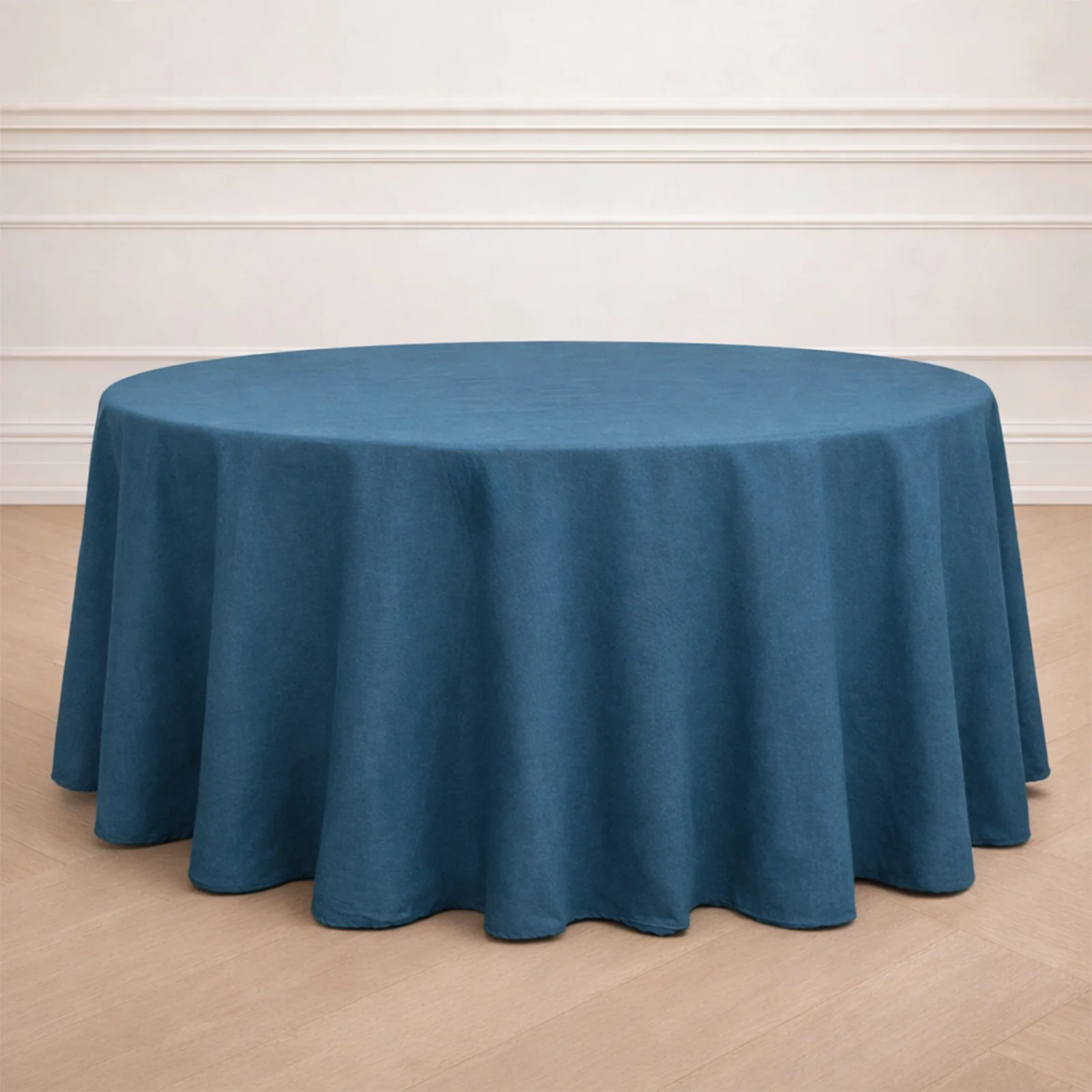 Polyester Round Tablecloth 120" Denim Blue with Faux Denim Design – Seamless Finish for Modern Events