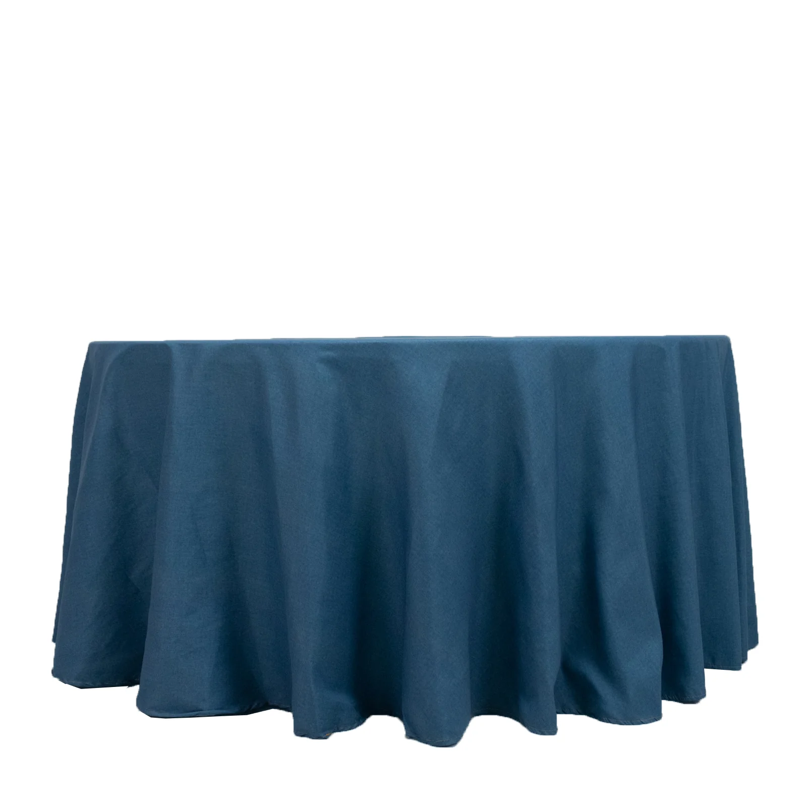 Polyester Round Tablecloth 120" Denim Blue with Faux Denim Design – Seamless Finish for Modern Events - Image 2