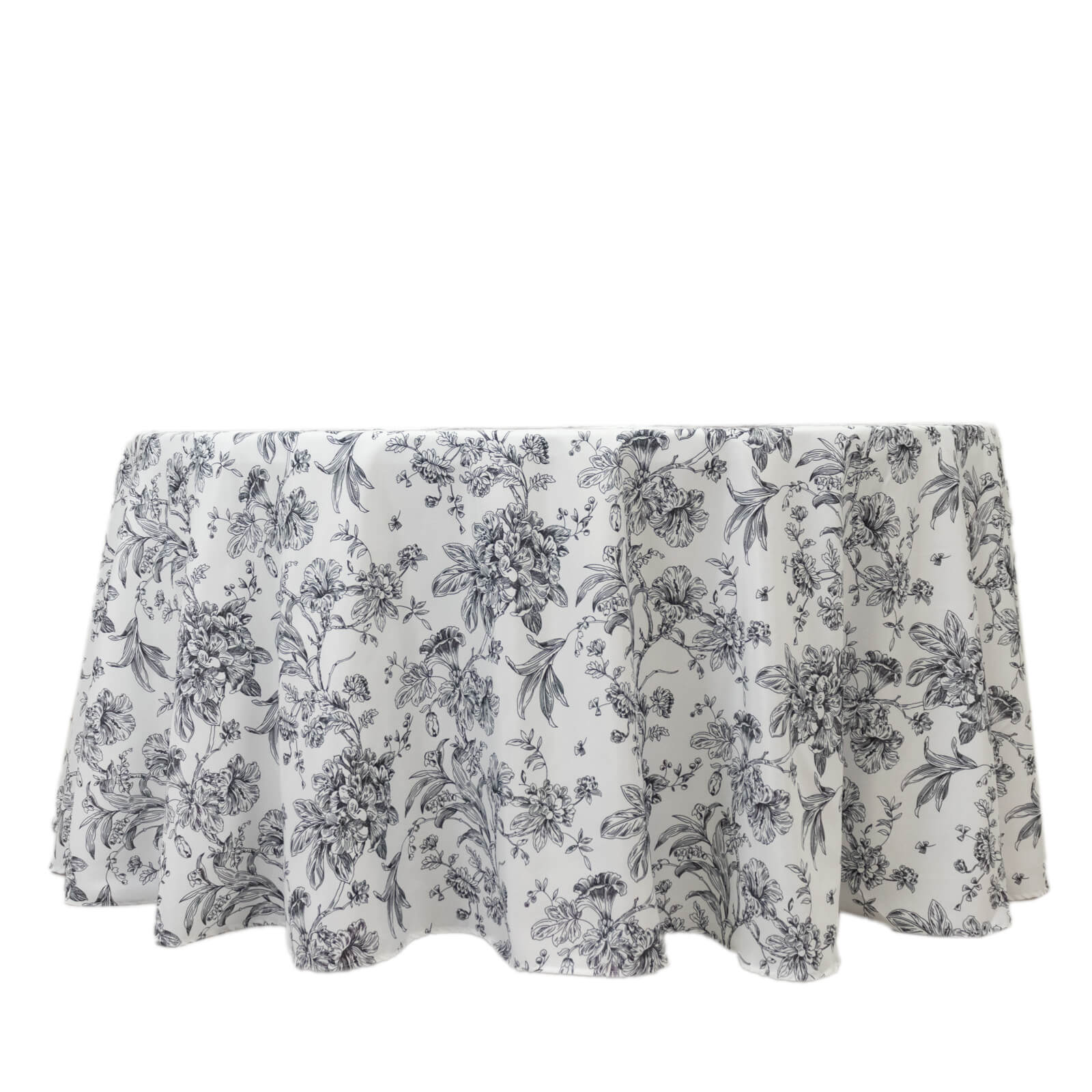 Polyester Round Tablecloth 120" White with Black French Toile Pattern - Sophisticated Table Cover for Chic Weddings & Events - Image 7