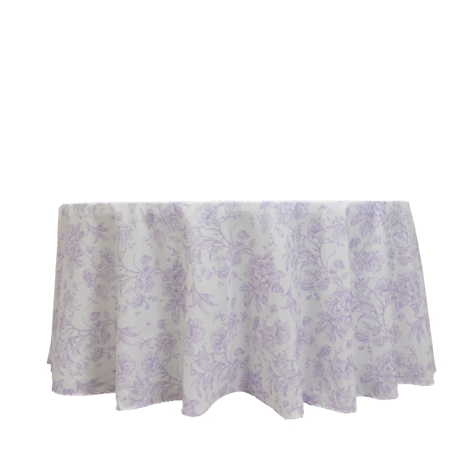 Polyester Round Tablecloth 120" White with Lavender Lilac French Toile Pattern - Sophisticated Table Cover for Chic Weddings & Events - Image 7