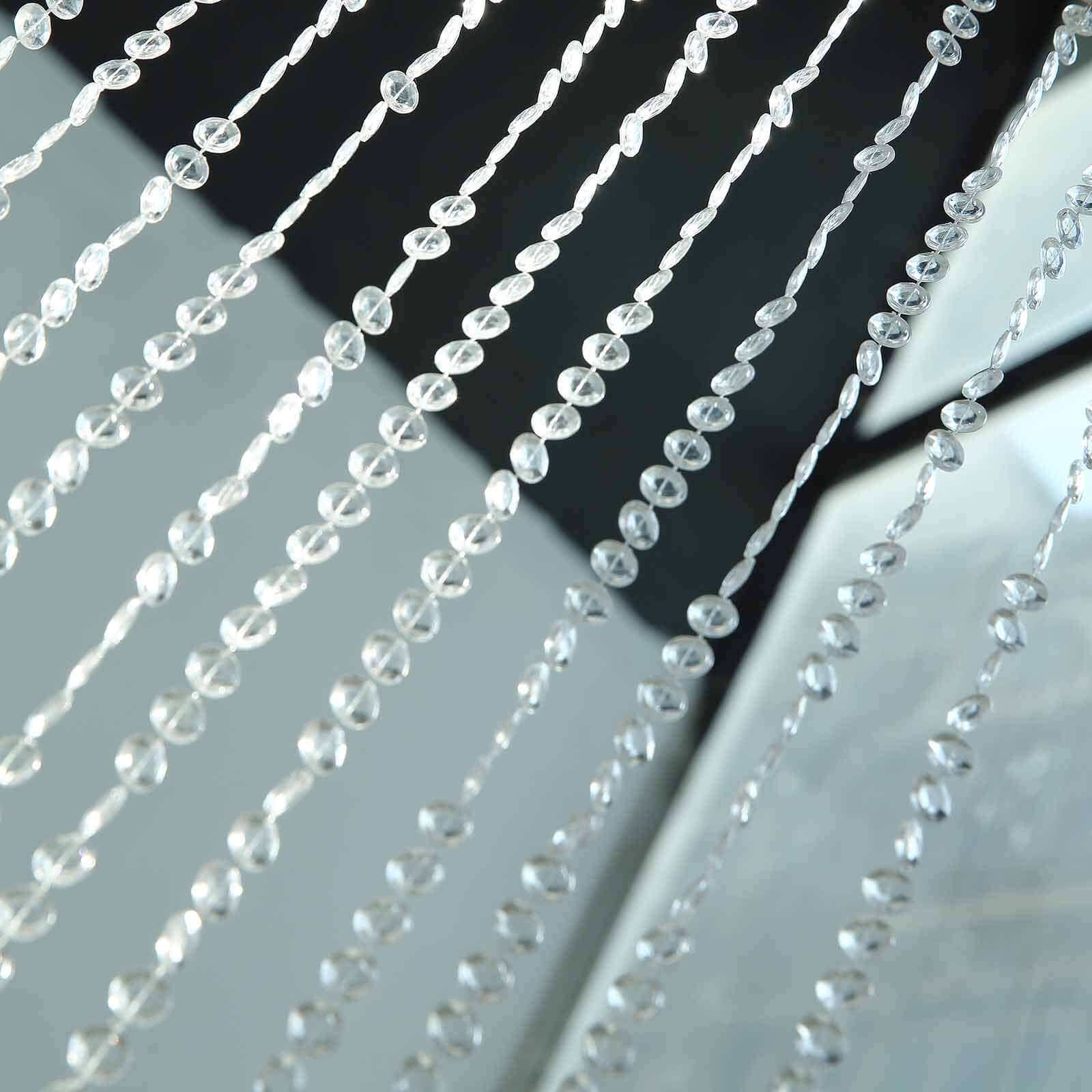Crystal Diamond Beaded Curtain with Plastic Rod and Adjustable Hooks 12ft - Image 6