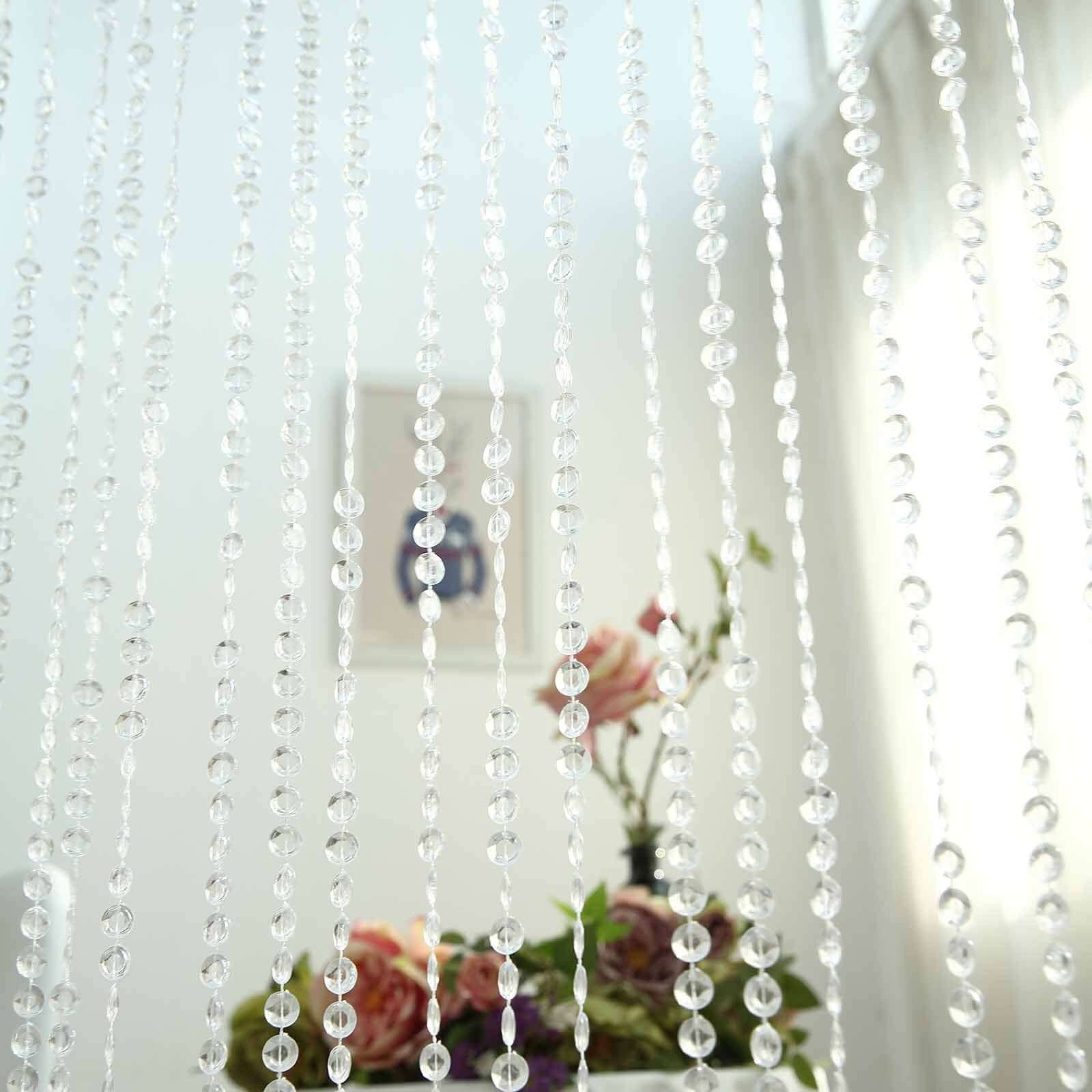 Crystal Diamond Beaded Curtain with Plastic Rod and Adjustable Hooks 12ft - Image 7