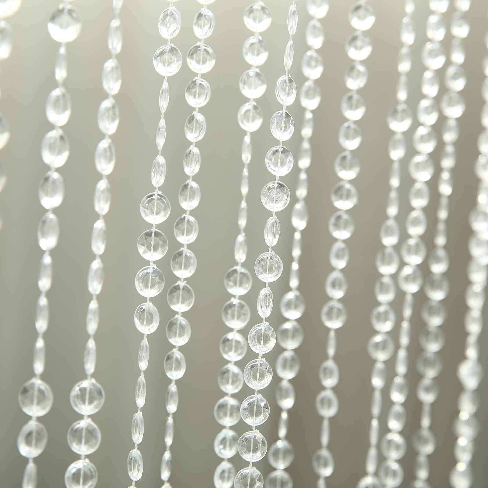 Crystal Diamond Beaded Curtain with Plastic Rod and Adjustable Hooks 12ft - Image 8
