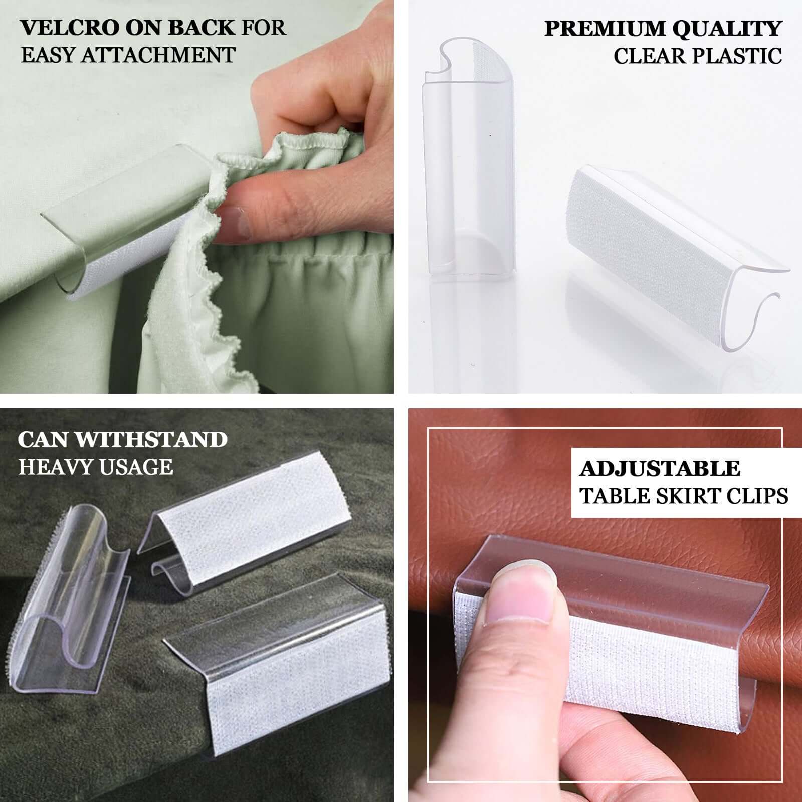 12pcs Adjustable Large Plastic Table Skirt Clips 0.4" - Image 4