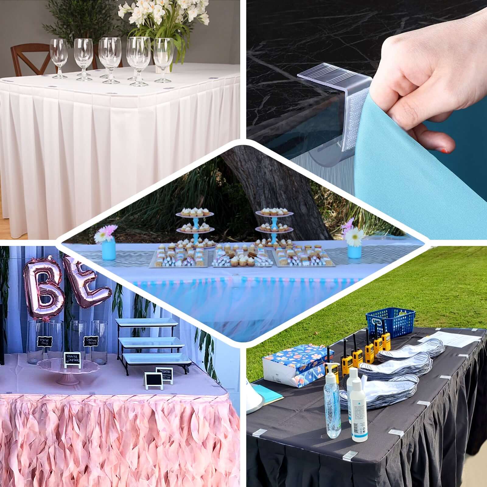 12pcs Adjustable Large Plastic Table Skirt Clips 1.5 to 2" - Image 5