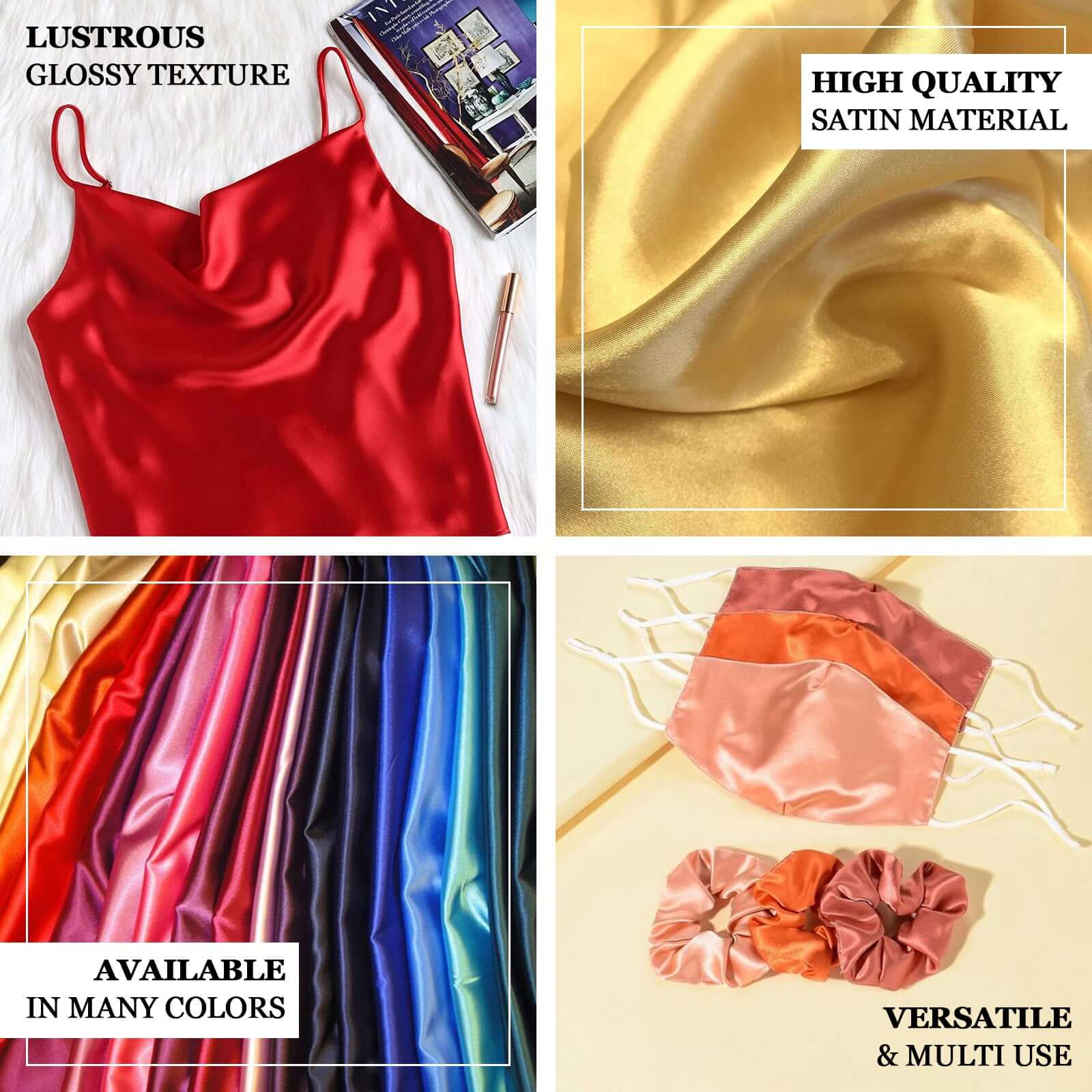 White Satin Fabric Bolt, DIY Craft Wholesale Fabric 12"x10 Yards - Image 3