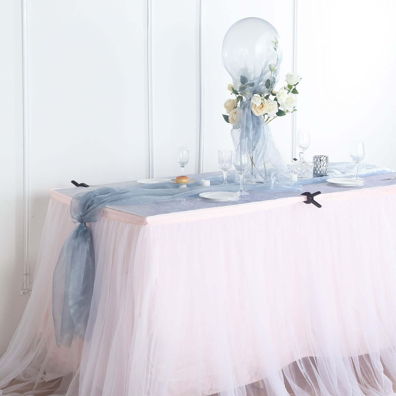 Dusty Blue Sheer Chiffon Fabric Bolt, DIY Voile Drapery Fabric 12"x10yd - Image 6