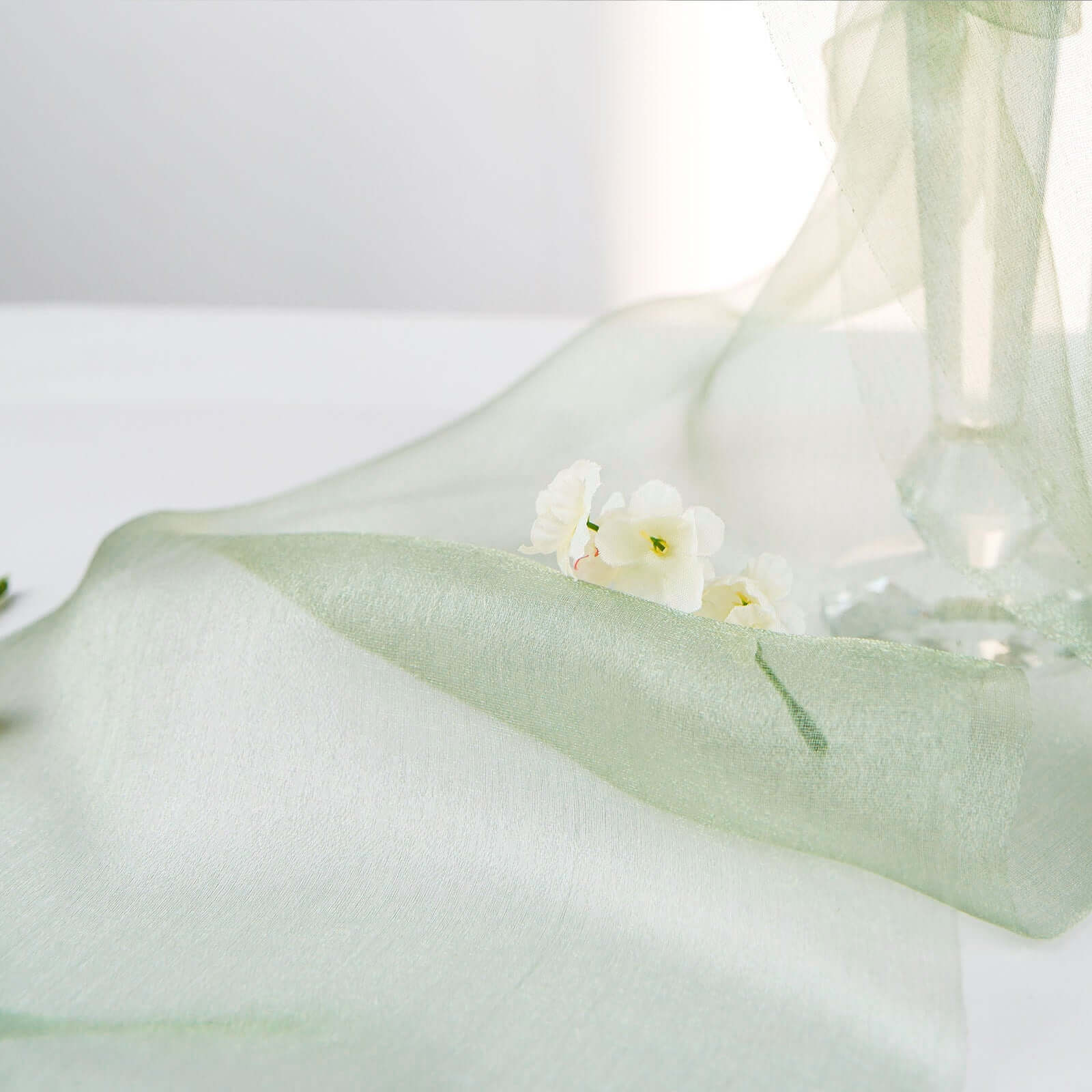 Sage Green Sheer Chiffon Fabric Bolt, DIY Voile Drapery Fabric 12"x10yd - Image 6