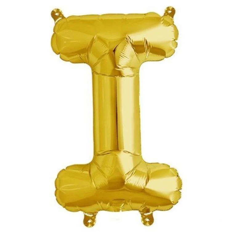 13" Gold Letter & Number Balloons, Shiny Metallic Mylar Foil Alphabet Balloons - Image 20