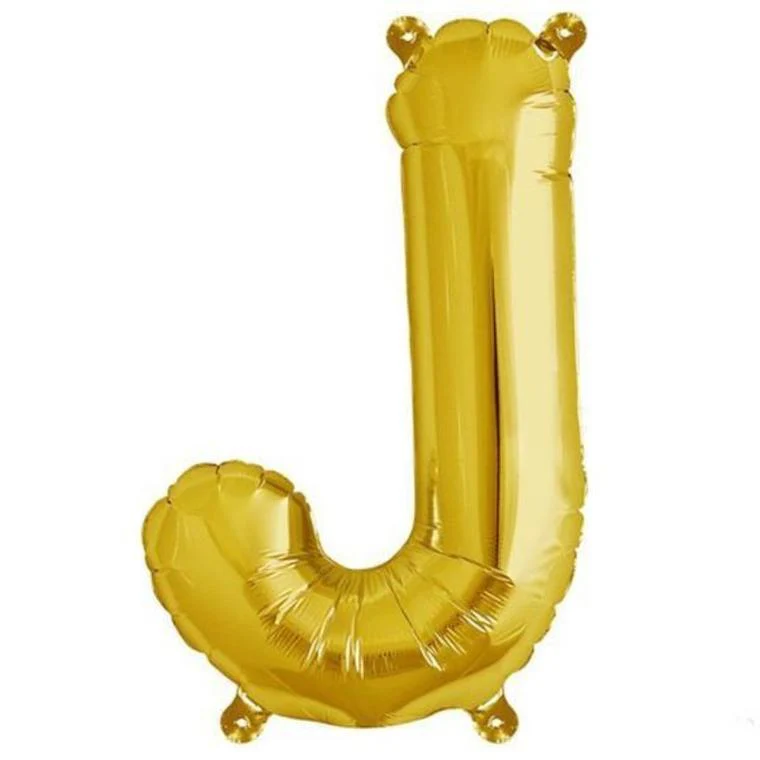 13" Gold Letter & Number Balloons, Shiny Metallic Mylar Foil Alphabet Balloons - Image 21