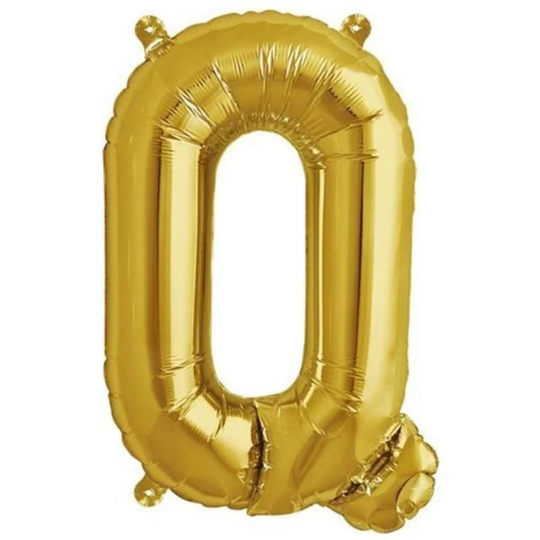13" Gold Letter & Number Balloons, Shiny Metallic Mylar Foil Alphabet Balloons - Image 28