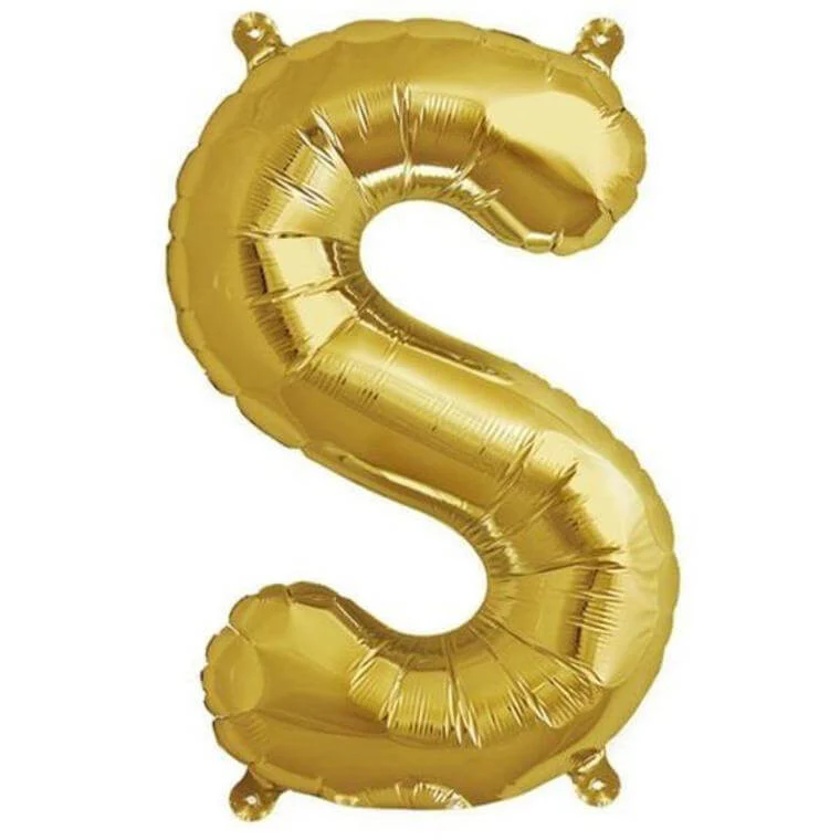 13" Gold Letter & Number Balloons, Shiny Metallic Mylar Foil Alphabet Balloons - Image 30