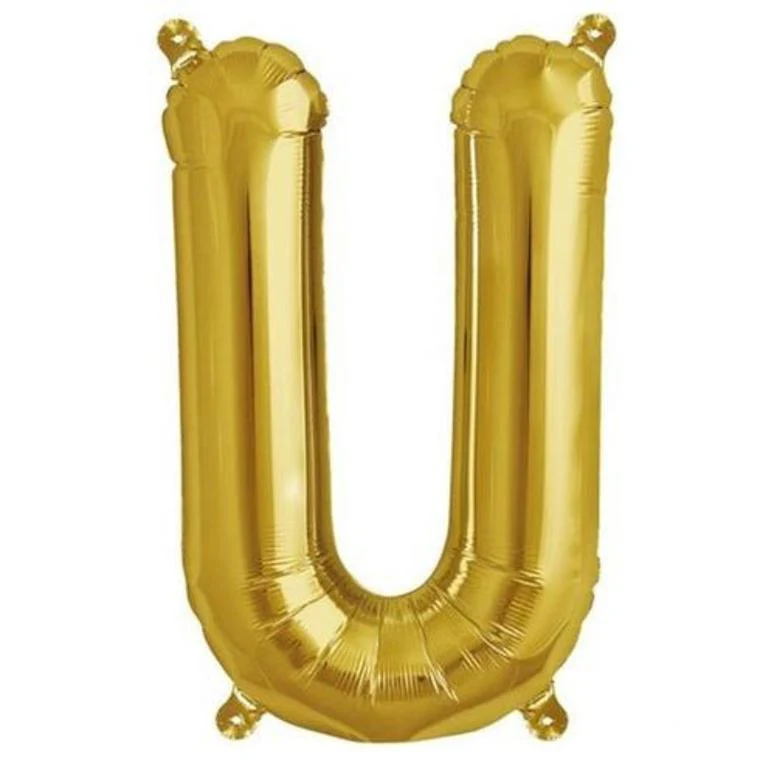 13" Gold Letter & Number Balloons, Shiny Metallic Mylar Foil Alphabet Balloons - Image 32