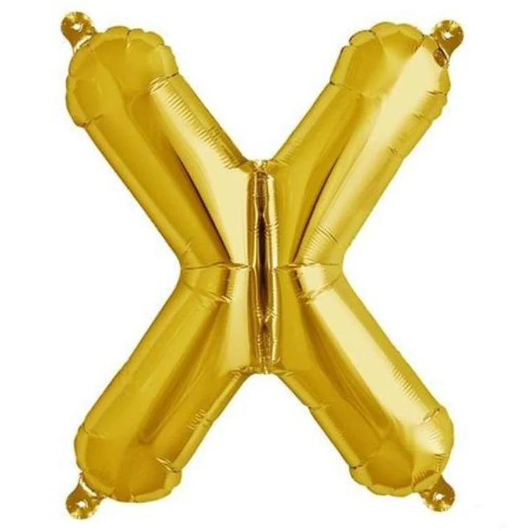 13" Gold Letter & Number Balloons, Shiny Metallic Mylar Foil Alphabet Balloons - Image 35