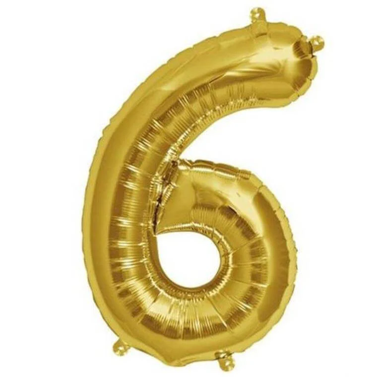 13" Gold Letter & Number Balloons, Shiny Metallic Mylar Foil Alphabet Balloons - Image 44