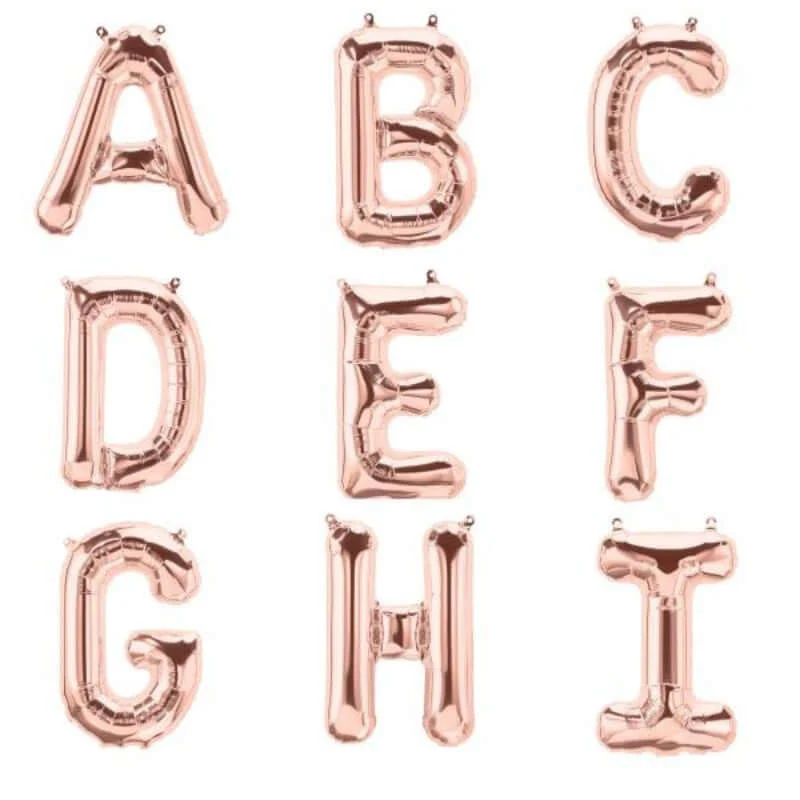 13" Matte Blush Letter and Number Balloons, Mylar Foil Alphabet Balloons - Image 2