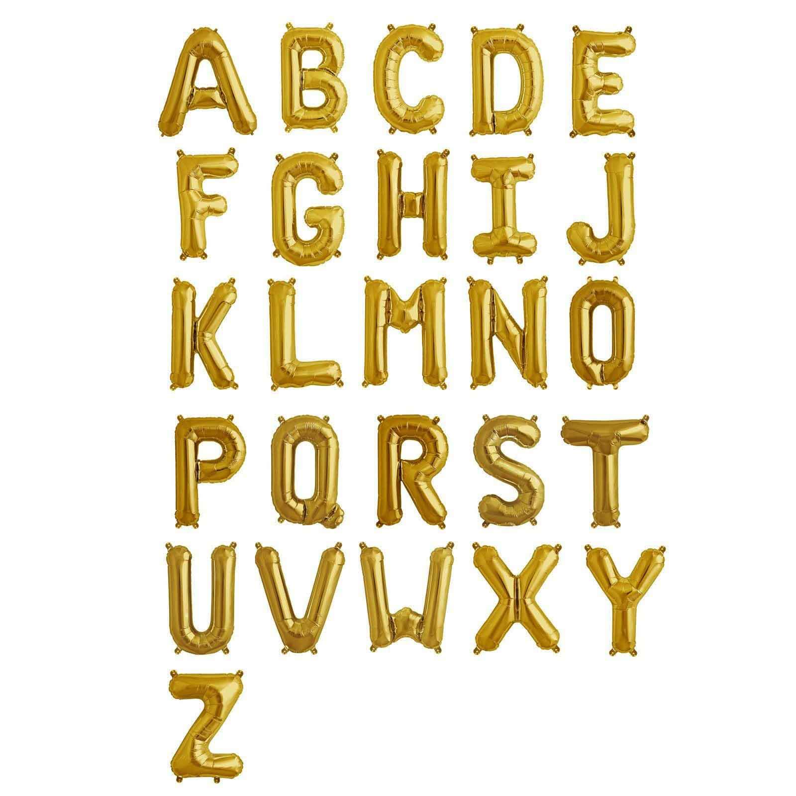 13" Matte Gold Letter and Number Balloons, Mylar Foil Balloons - Image 2