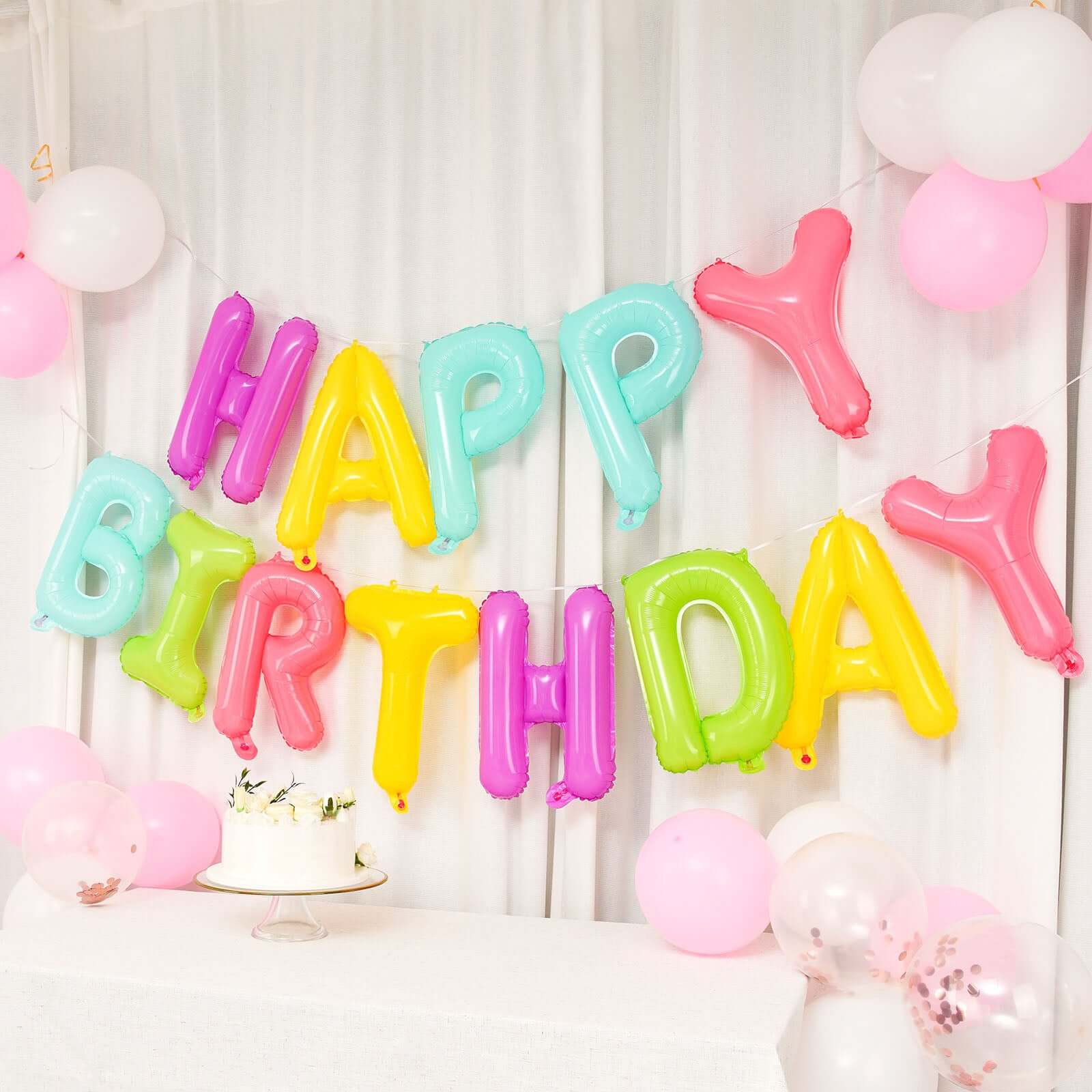 Ready-To-Use Colorful "Happy Birthday" Mylar Foil Balloon Banner 13" - Image 2