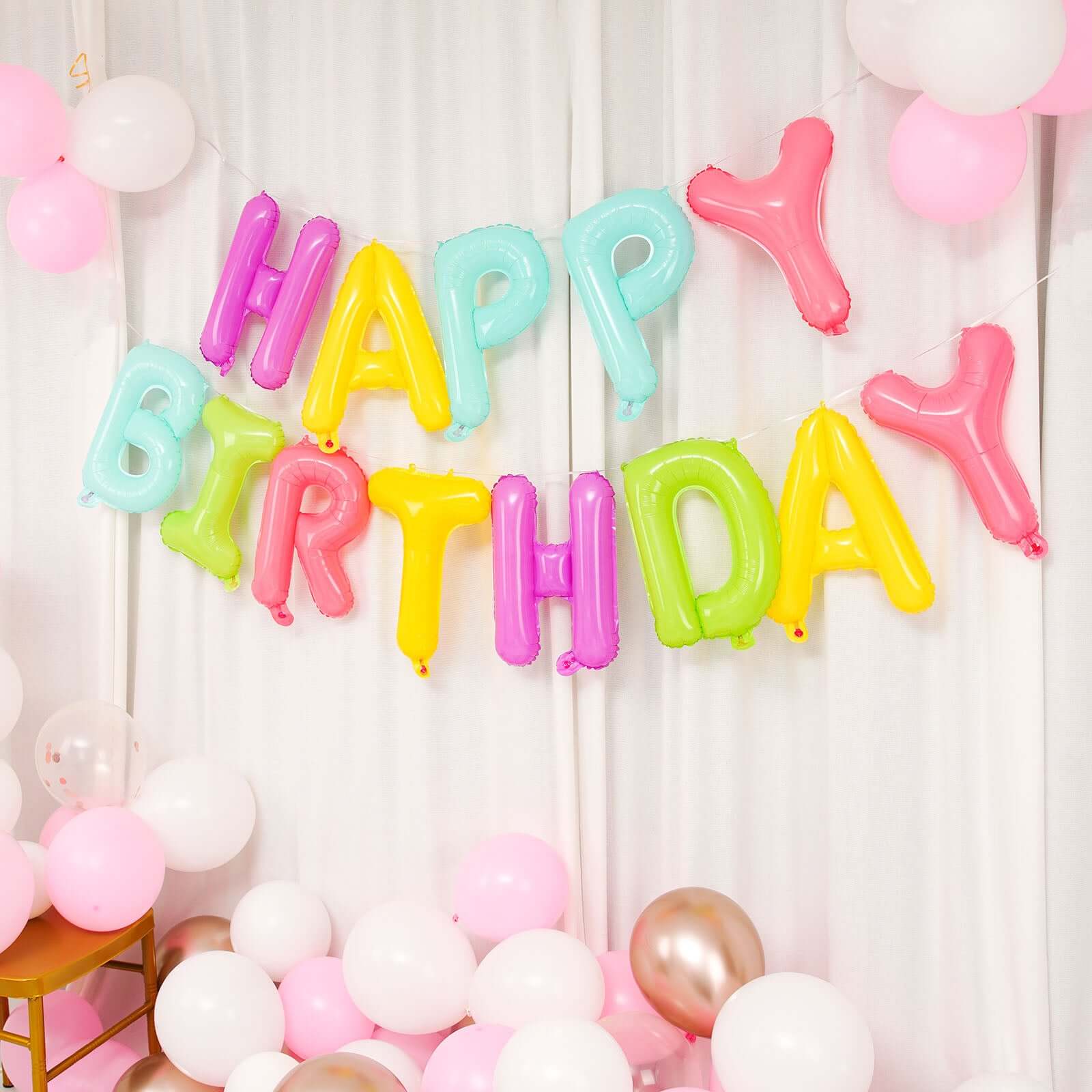 Ready-To-Use Colorful "Happy Birthday" Mylar Foil Balloon Banner 13" - Image 5