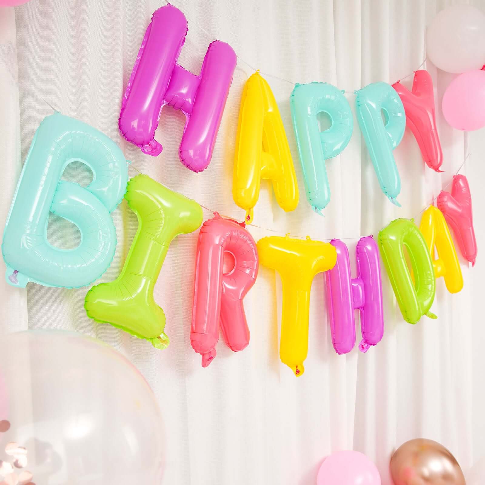 Ready-To-Use Colorful "Happy Birthday" Mylar Foil Balloon Banner 13" - Image 6