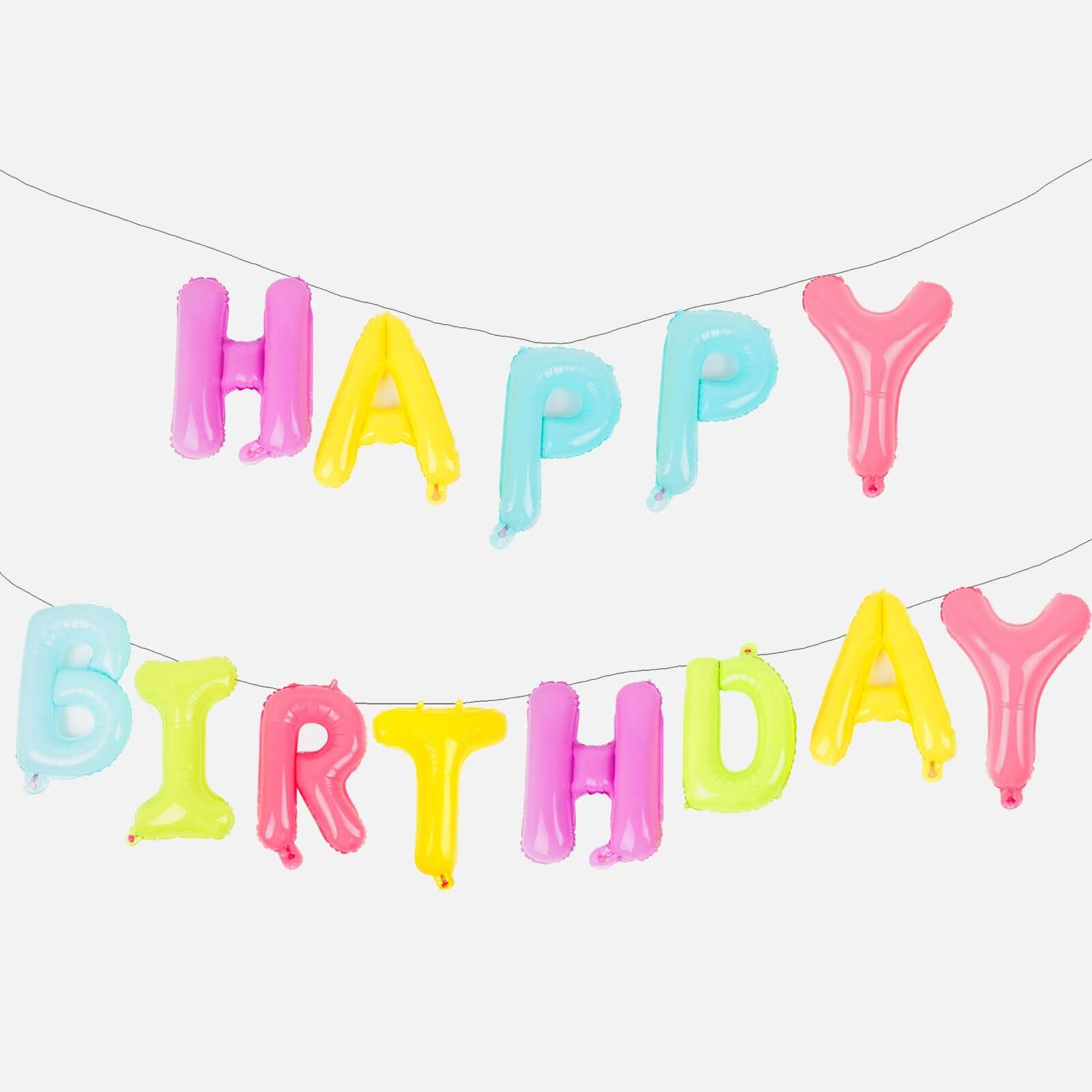 Ready-To-Use Colorful "Happy Birthday" Mylar Foil Balloon Banner 13" - Image 7