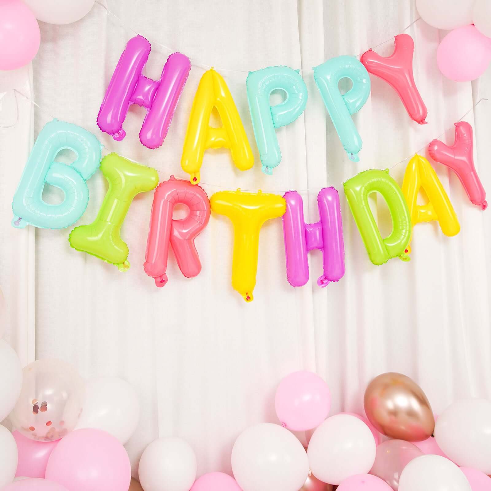 Ready-To-Use Colorful "Happy Birthday" Mylar Foil Balloon Banner 13" - Image 8