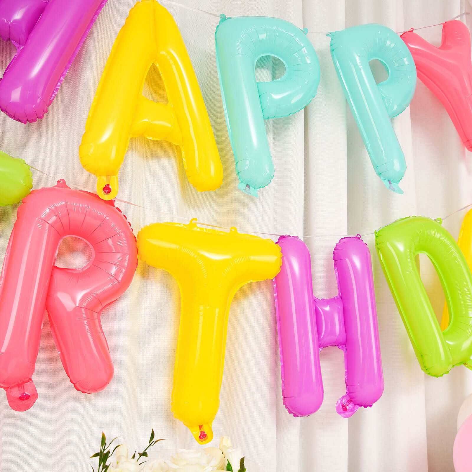 Ready-To-Use Colorful "Happy Birthday" Mylar Foil Balloon Banner 13" - Image 9