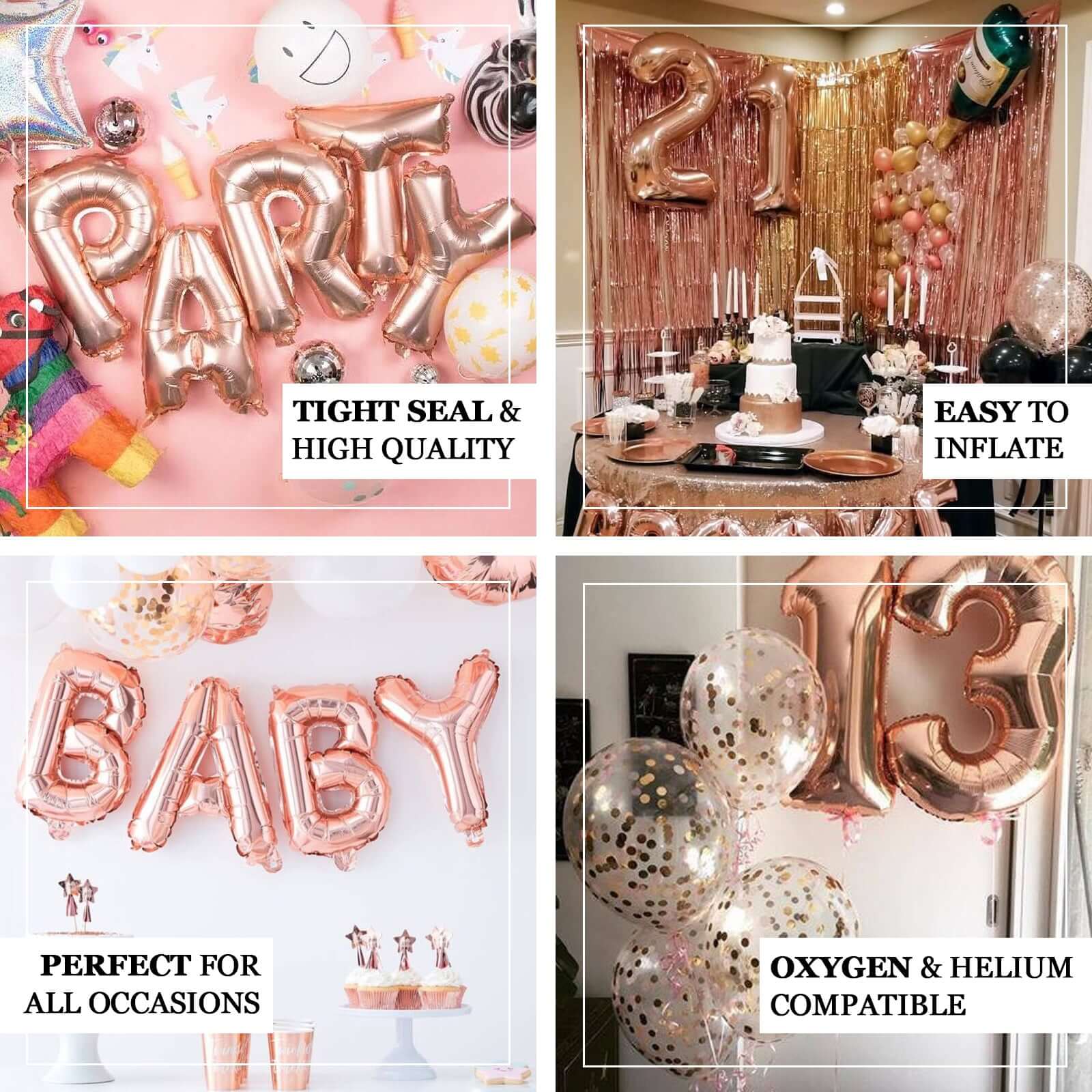 13" Rose Gold Letter Balloons, Metallic Mylar Foil Alphabet Balloons - Image 12