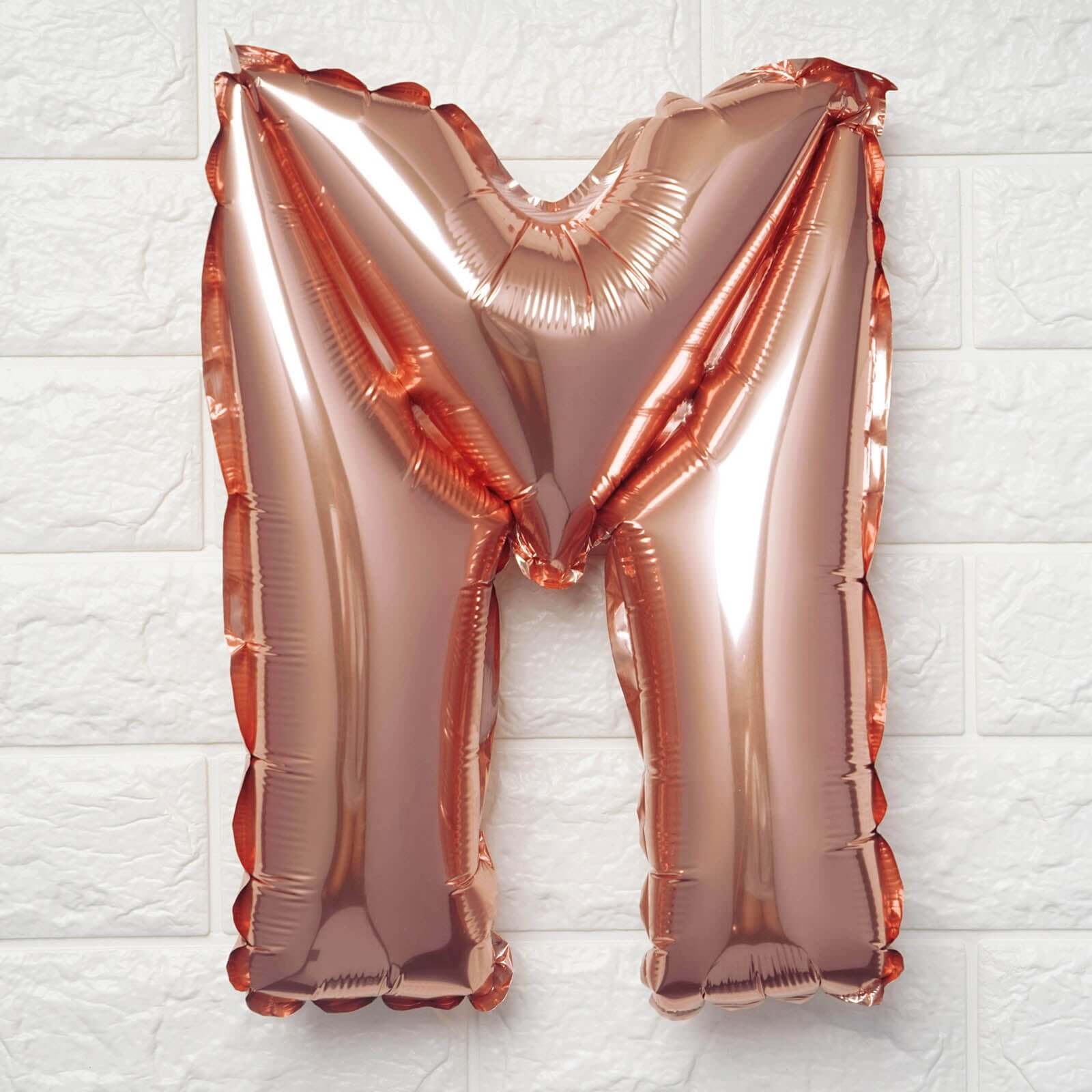13" Rose Gold Letter Balloons, Metallic Mylar Foil Alphabet Balloons - Image 18