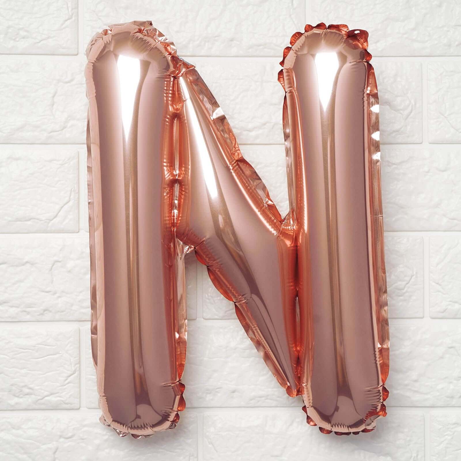 13" Rose Gold Letter Balloons, Metallic Mylar Foil Alphabet Balloons - Image 19