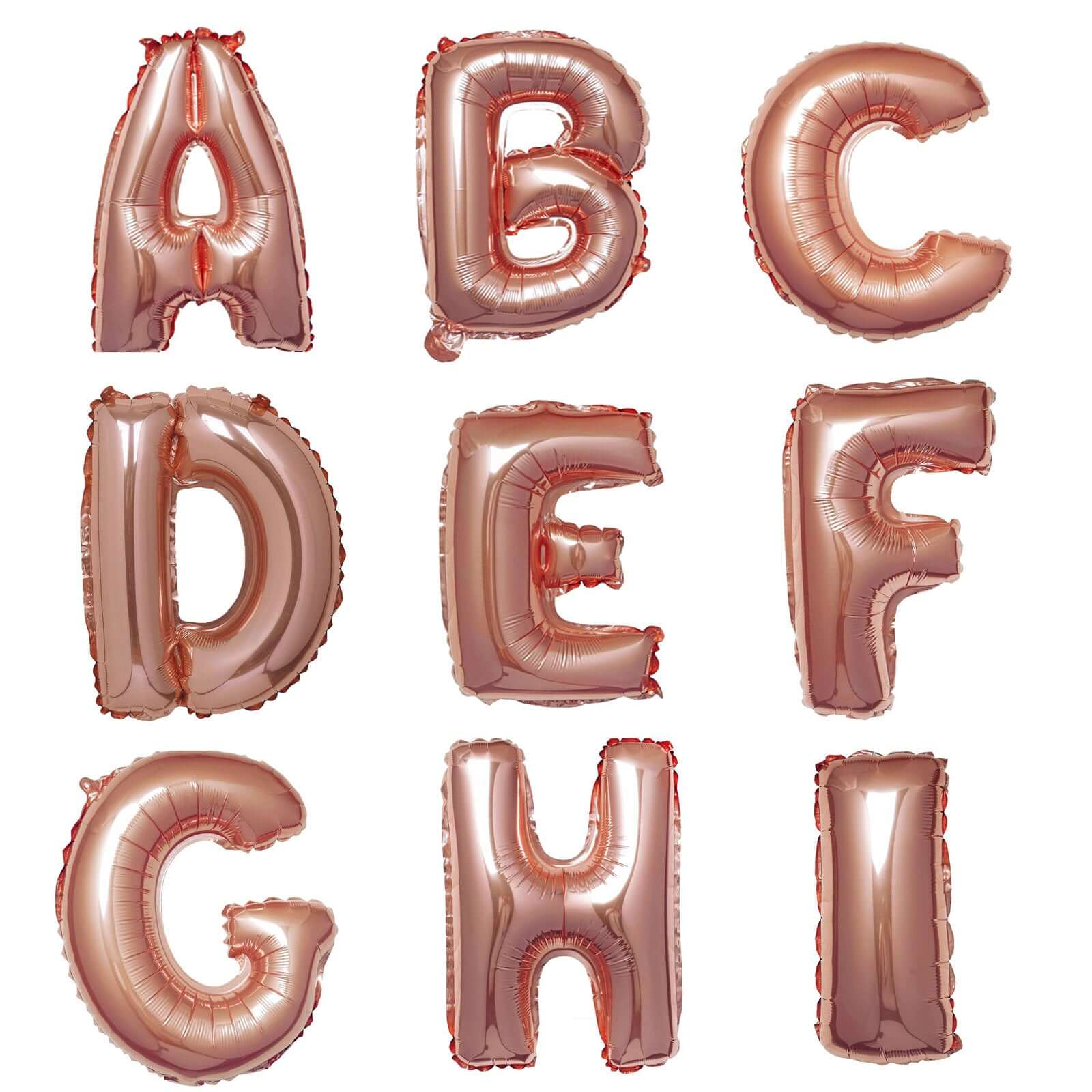 13" Rose Gold Letter Balloons, Metallic Mylar Foil Alphabet Balloons - Image 2