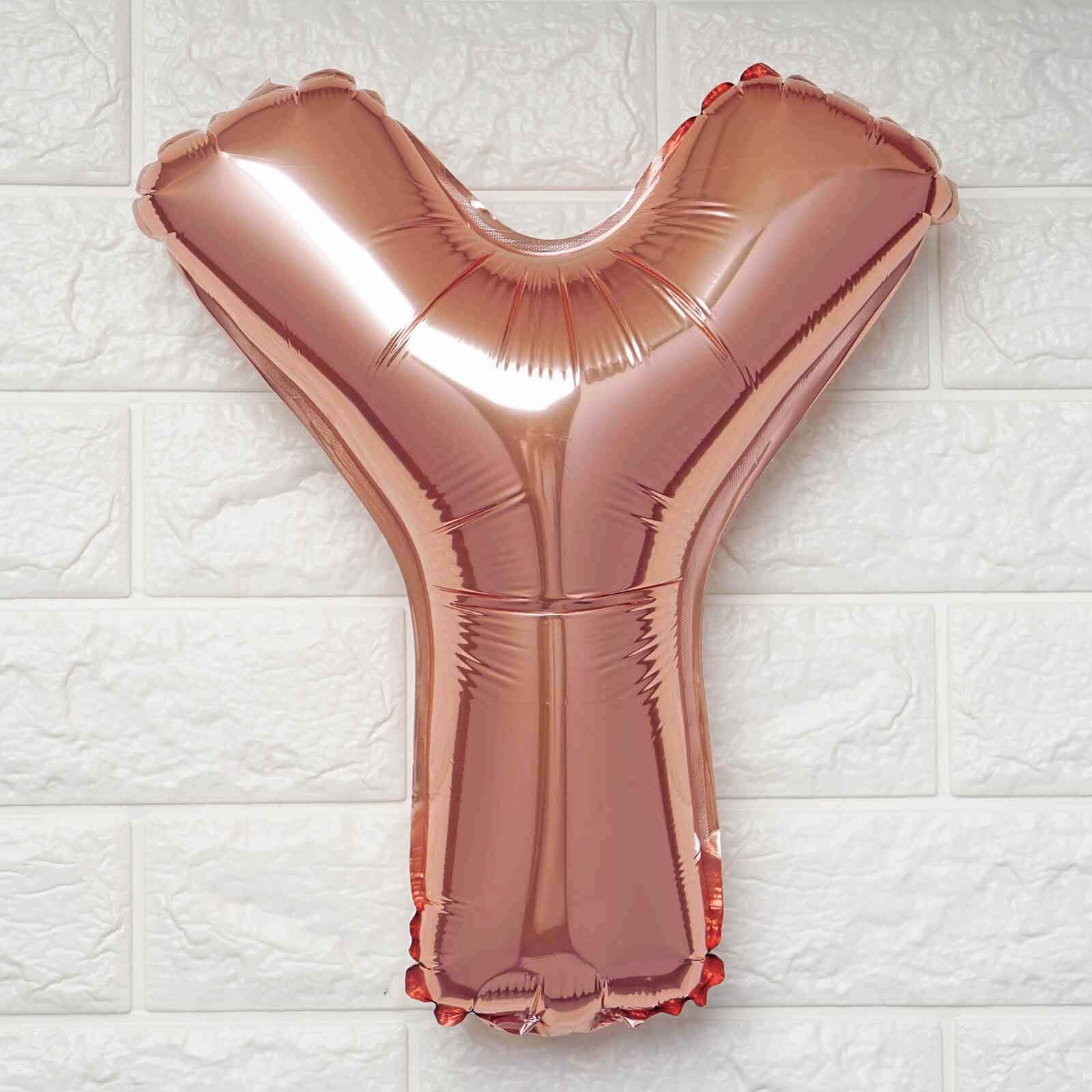 13" Rose Gold Letter Balloons, Metallic Mylar Foil Alphabet Balloons - Image 30