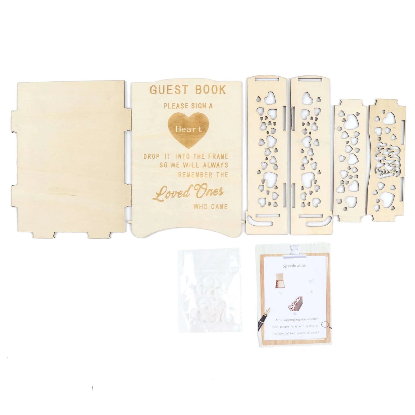 Rustic Heart Drop Top Frame Wedding Guest Book Sign, Wooden Display Stand Alternative 13" - Image 12