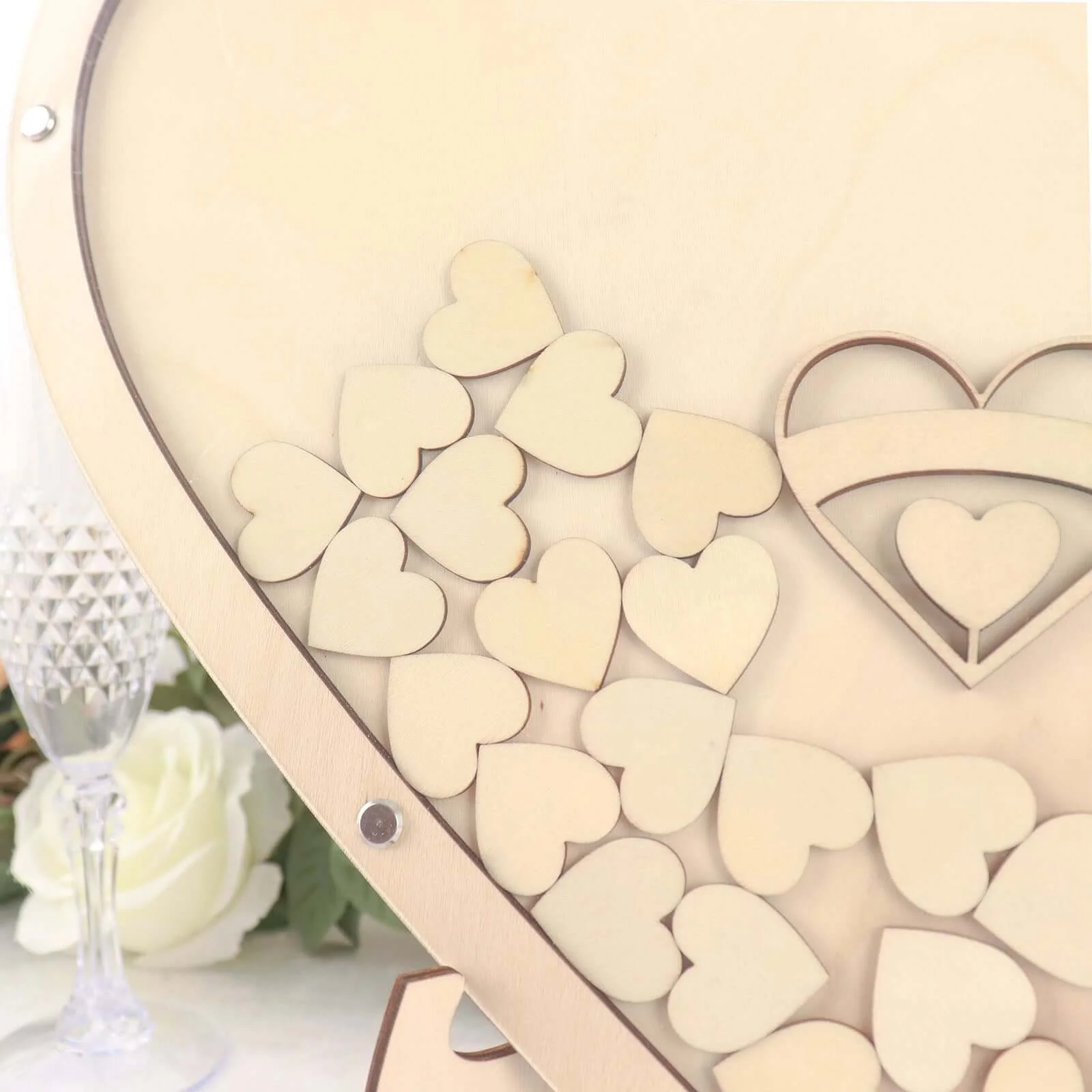 Rustic Heart Drop Top Frame Wedding Guest Book Sign, Wooden Display Stand Alternative 13" - Image 8