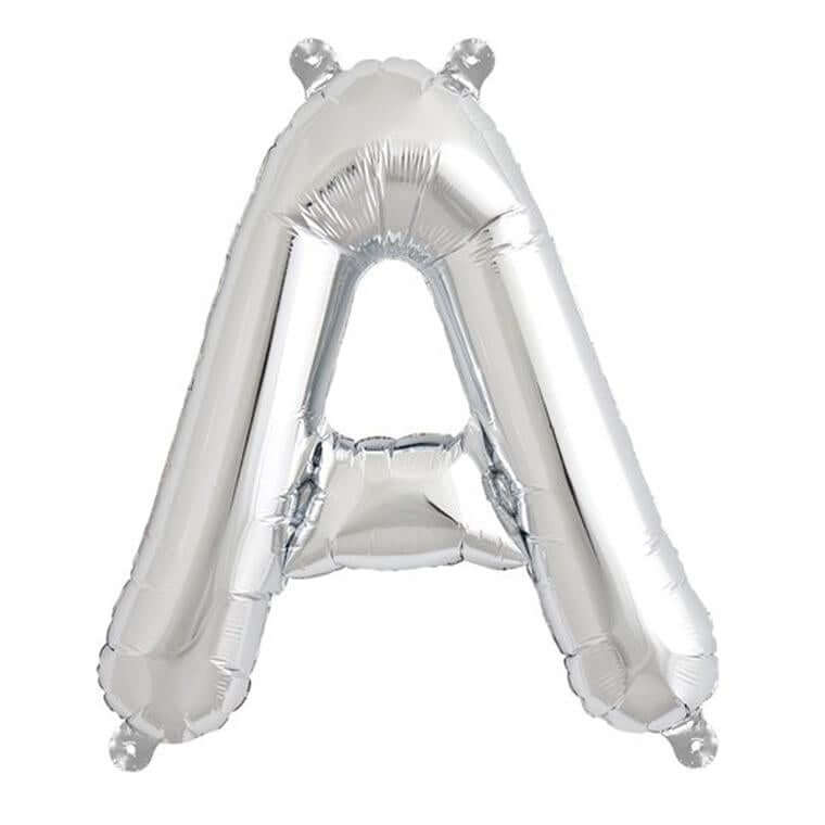 13" Silver Letter & Number Balloons, Shiny Metallic Mylar Foil Alphabet Balloons - Image 10