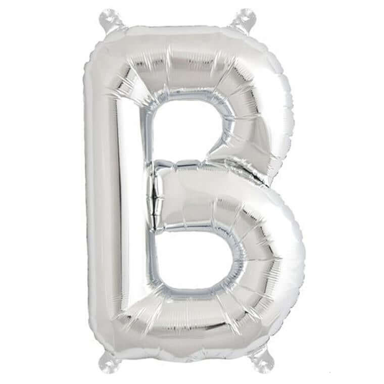 13" Silver Letter & Number Balloons, Shiny Metallic Mylar Foil Alphabet Balloons - Image 11
