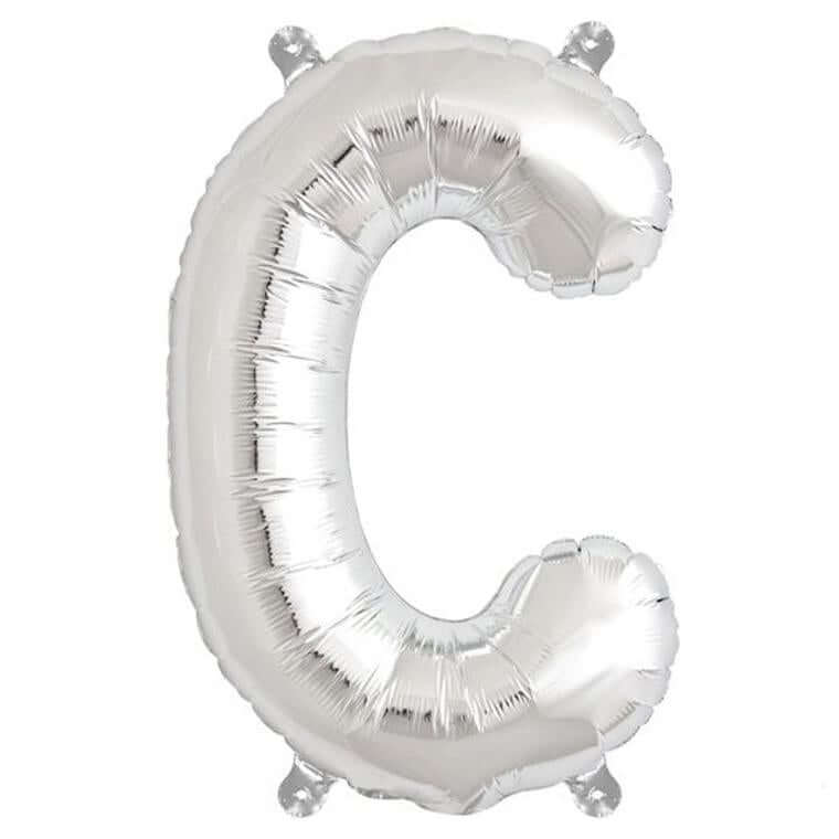 13" Silver Letter & Number Balloons, Shiny Metallic Mylar Foil Alphabet Balloons - Image 12