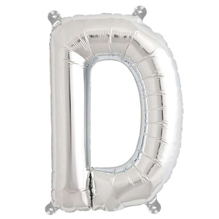 13" Silver Letter & Number Balloons, Shiny Metallic Mylar Foil Alphabet Balloons - Image 13