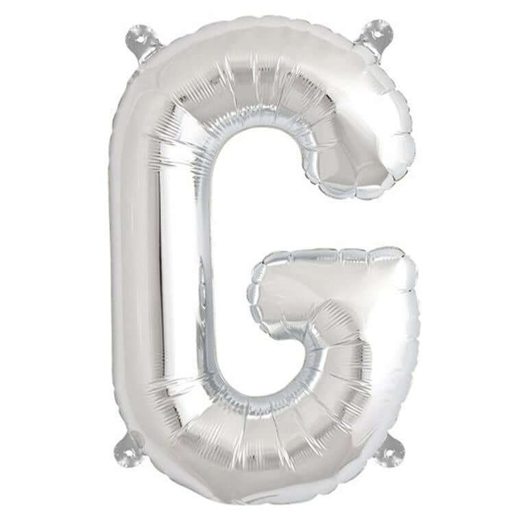 13" Silver Letter & Number Balloons, Shiny Metallic Mylar Foil Alphabet Balloons - Image 16