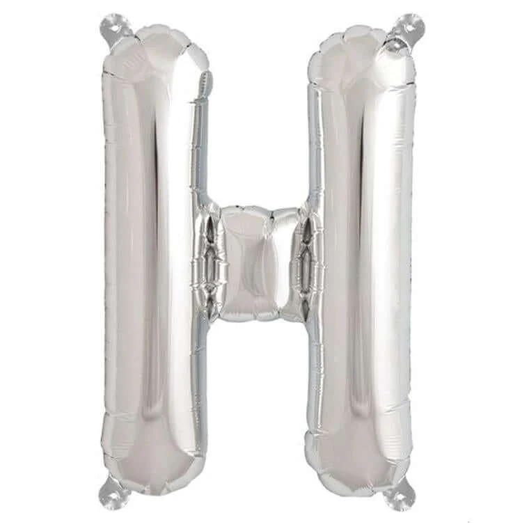13" Silver Letter & Number Balloons, Shiny Metallic Mylar Foil Alphabet Balloons - Image 18