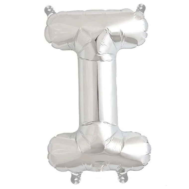 13" Silver Letter & Number Balloons, Shiny Metallic Mylar Foil Alphabet Balloons - Image 19