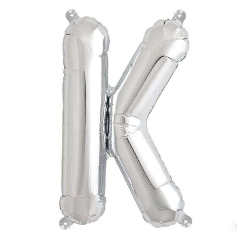 13" Silver Letter & Number Balloons, Shiny Metallic Mylar Foil Alphabet Balloons - Image 21