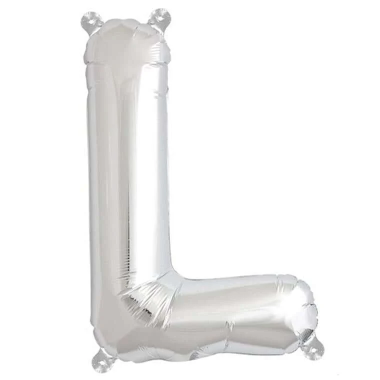 13" Silver Letter & Number Balloons, Shiny Metallic Mylar Foil Alphabet Balloons - Image 22
