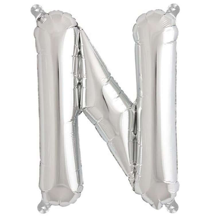 13" Silver Letter & Number Balloons, Shiny Metallic Mylar Foil Alphabet Balloons - Image 24