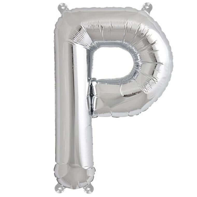 13" Silver Letter & Number Balloons, Shiny Metallic Mylar Foil Alphabet Balloons - Image 26
