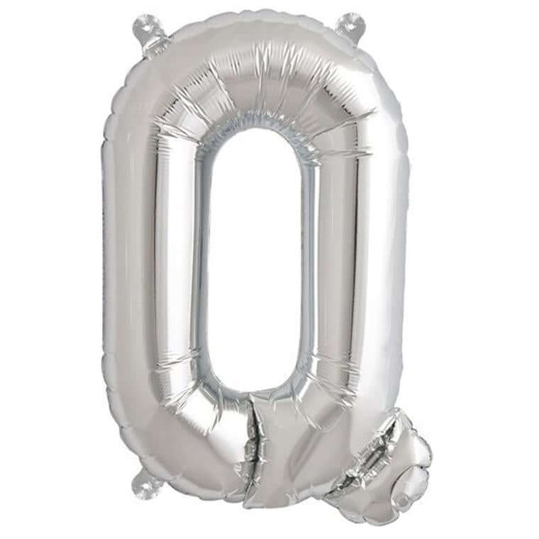 13" Silver Letter & Number Balloons, Shiny Metallic Mylar Foil Alphabet Balloons - Image 27